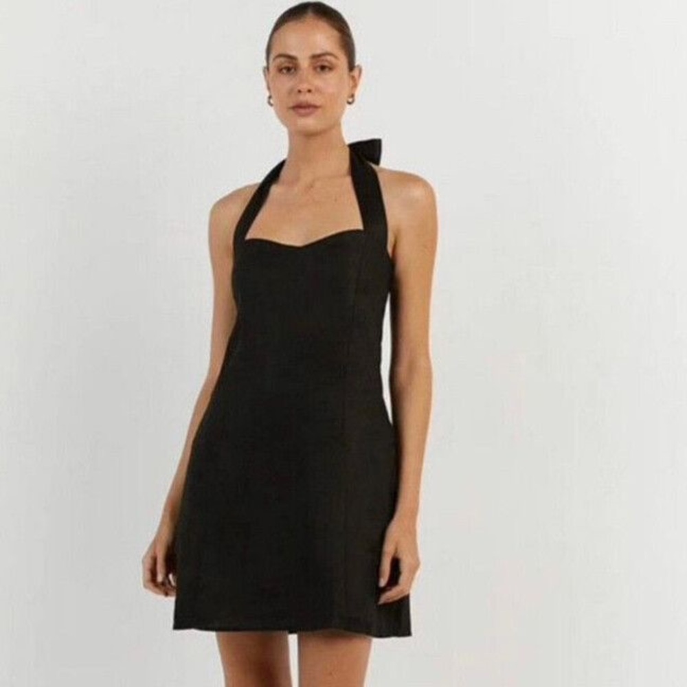 DISSH Linen Halter Mini Dress